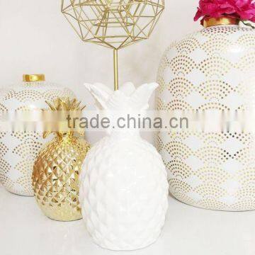 Promotional White Copper Gold Pineapple Ceramic Cookie Jar photo-5