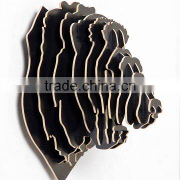 Creative Home Decorations Wooden Lion Head Lovely Animal Head Hanging Ornament Crafts 3D Wood Animal Head High Quality photo-3