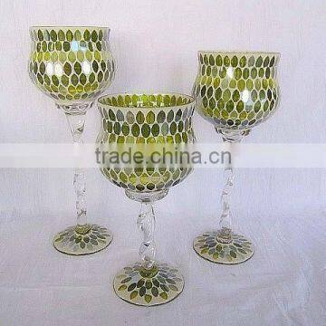 Elegant Green Mosaic Glass Vase photo-3