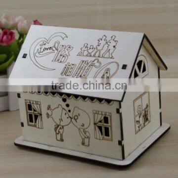 DIY Luminous Creative Wooden Money Saving Box Birthday Present