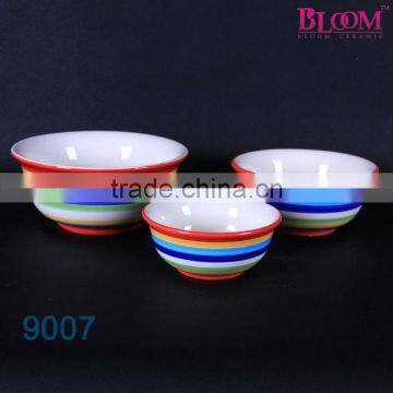 New design rainbow stripe porcelain bowl