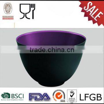 Large Round Shape Two Tone Black and Purple Melamine Salad Bowl