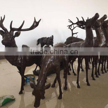 Hot Sale Christmas Home Decor Metal Crafts Bronze Life Size Deer Statues photo-3