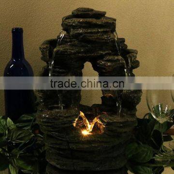 Split Mossy Rock Falls Tabletop Water Fountain With LED Light photo-3