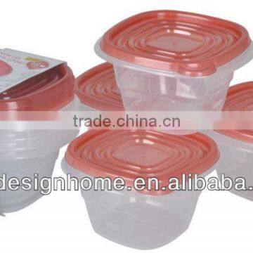 4 PCS RED LID 0.5L SQUARE PP PLASTIC FOOD CONTAINER