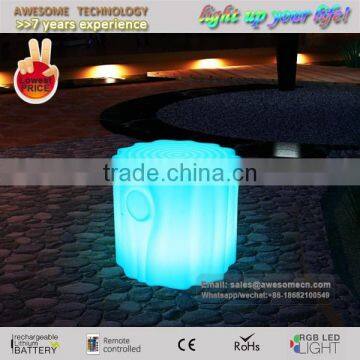 Small plastic stool / round stump shape led glow seat chair