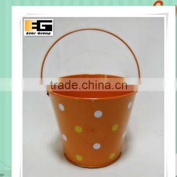 Zinc With Handle Printing Finished Round Shape Zinc Flower Pot photo-2