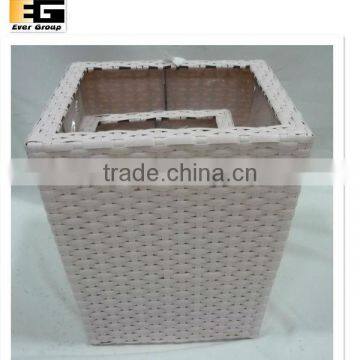 white pe rattan woven planter