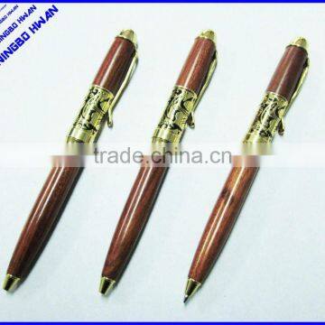 fashion design engraved wooden bic pen with metal clip gift pen