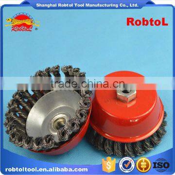 5" steel wire cup brush wheel twist knot crimped bowl disc abrasive M14 round grinding cheaning brush