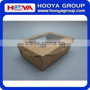 Disposable brown kraft paper fruit&salad packing box with PET windows
