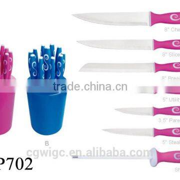 7PCS PP Handle Stainless Steel Knife Set