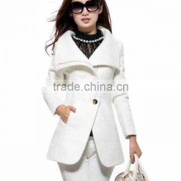 2015 Winter Coat Women Fashion Casual Slim White Wool Coat Women High Quality Warm Female Coat