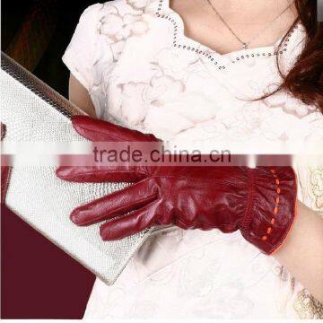 Ladies Lambskin leather winter warm dress gloves