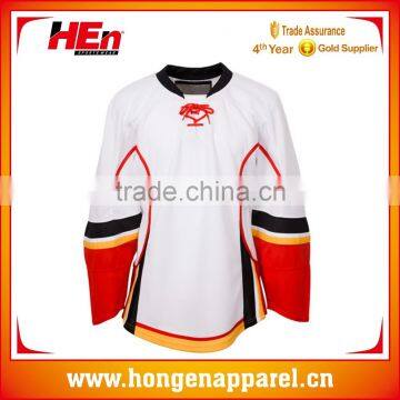 Hongen apparel low price good quality custom white ice hockey jersey