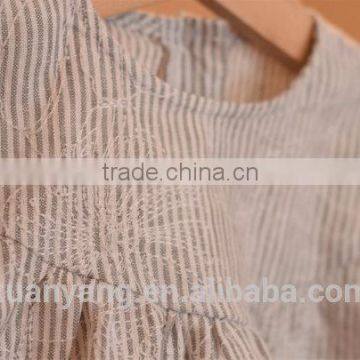 2017 Latest Western Style Kids Stripe Clothing Wholesale Cotton Frock Design Baby Linen Dress photo-4