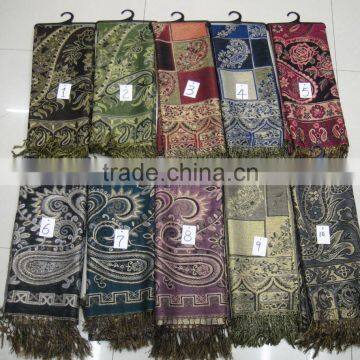 New Popular Russian Jacquard Classic Viscose Polyester Paisley Floral Pashmina Scarf for Lady photo-3