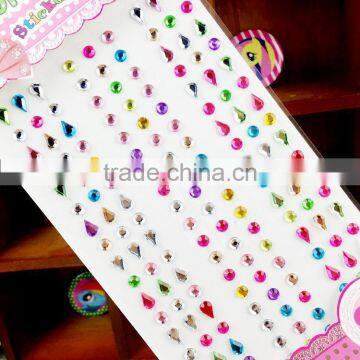 Custom Multi Mix Color Five Star Shape Self Adhesive Diy Gem Rhinestone Acrylic Sticker photo-3