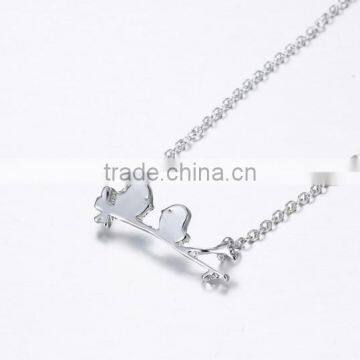 Good Quality Cute Zinc Alloy Pendant Necklace With Couple Birds On Branch photo-2