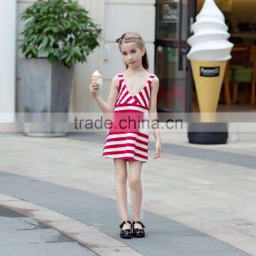 spaghetti strap dress summer dress for girl fashion girl's V neck backless casual dress