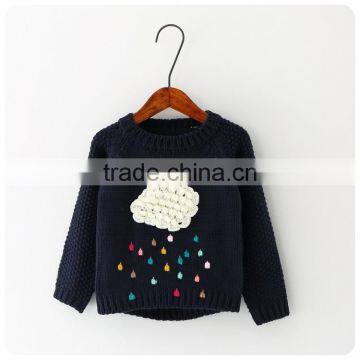 New Winter Cartoon Baby Girls Sweater Cloud Raindrops Kids Clothes Children Sweater Warm Long Sleeve for Girls Knitwear photo-2
