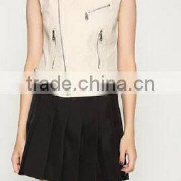 Runwaylover EY1050C 2017 Ladies Fashion Sleeveless Pu Jackets
