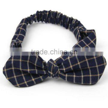 Retro Knot Bow Head Wrap ,Wholesale Checked Elastic Headband photo-3