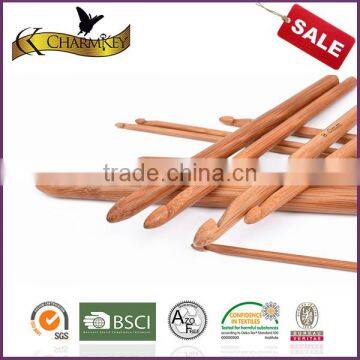 Charmkey natural bamboo knitting needle 12pcs single point crochet hook set to crochet bag