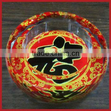 New Stely Fu Word Crystal Ashtray ,Red Crystal Ashtray For Popular Wholesale Festival Items