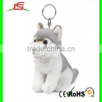 Small size mini plush wolf keychain toys stuffed animal plush wolf keychain