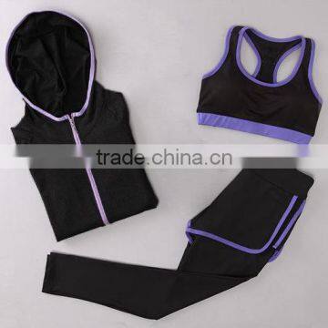 yoga top wear 3 pieces cotton suits clothes summer sets bra sets yoga apparel wholesale