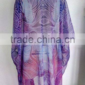 100% Polyester Women Printed Beach Boho Kimono/kaftans,Casual Fashion Chiffon Kaftans For Women photo-3