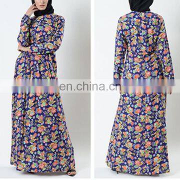 Long Printed Abaya Kaftan Islamic fashion long sleeve muslim long maxi dress