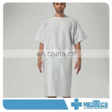 Color-Printed Floral Flame Retardant Hospital Night Dress Patient Gown