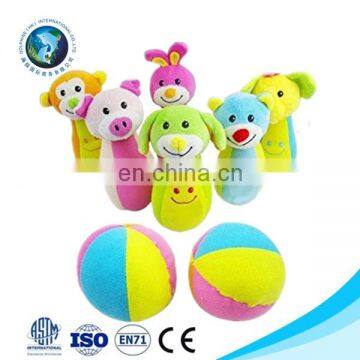 Customized colorful children toy plush animal bowling set ball toy wholesale cute soft stuffed plush bowling toy