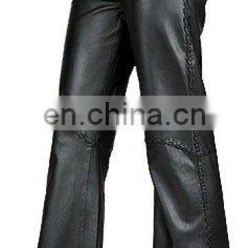 HMB-503A LEATHER WOMEN PANTS SANDRA STYLE LADIES PANTS BRAIDED