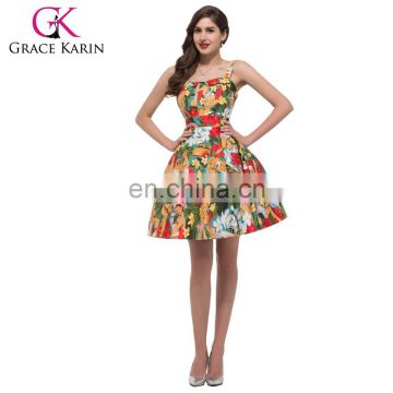 Wholesale Grace Karin Sleeveless Women Cotton Cheap 50s Vintage Retro Dress CL6092-5#