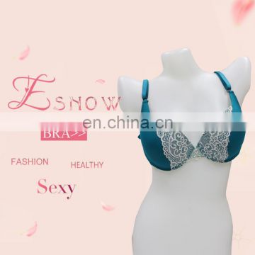 2017 New Styles Green Color OEM Item Sexy Hot Sales Lace Women Ladies Underwear Bodycare Push Up Plus Size Bra