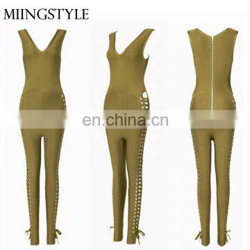 oem one piece bodycon sexy long bandage women rayon jumpsuit