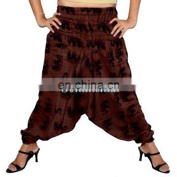 Brown Cotton Harem Alibaba Trousers Unisex MEN WOMEN GYPSY HIPPIE PANTS Elephant Pants Afghani Elastic Trouser wholesale