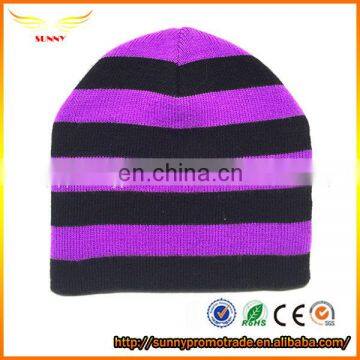 custom knit striped beanie hat,plain beanie