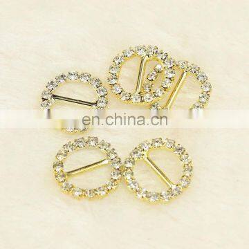 Round Crystal Rhinestone Wedding Buckle Slider