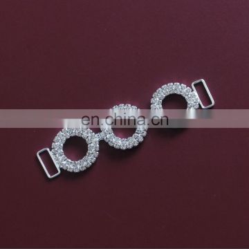 Silver Circles Clear Crystals Rhinestones Bikini Connectors