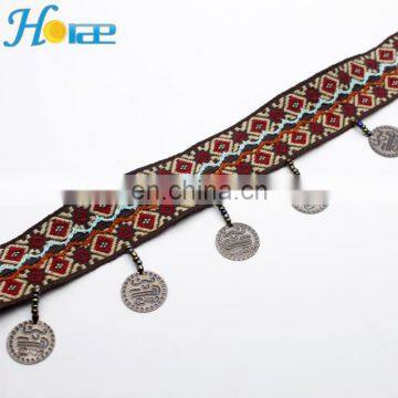 Wholesale 4cm Width Multicolor Beaded Tassel Trim Tassel Coin Fringe Trim photo-6