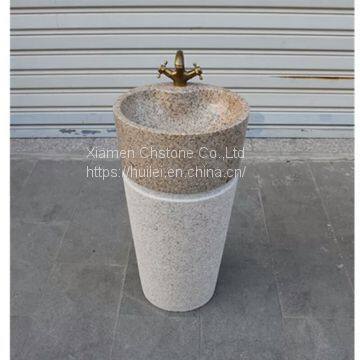 G682 Granite Pedestal Sinks,Yellow Granite Wash Basins, Nature Stone Bathroom Sinks