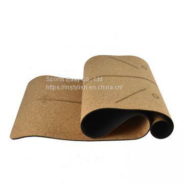 High-Quality Fitness Nature Printed Jute Design Natural Rubber Cork TPE Yoga Mat photo-3