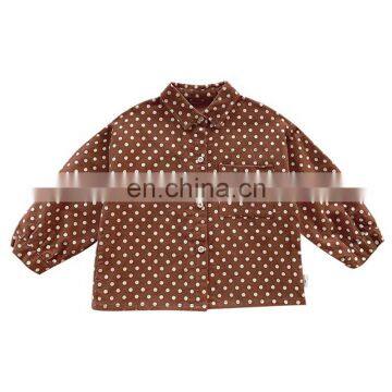 5740 Hot sale korean style children spring shirt girls long sleeve dot blouse