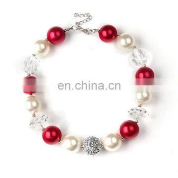 Girl Christmas Handmade Necklace Children Red Chunky Bubblegum Beads Necklace boutique