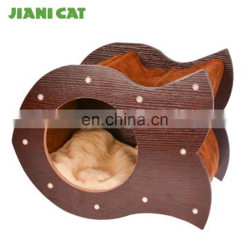 new designed cute wooden fish shaped cat scratcher house