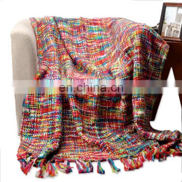 High Quality Tropical Style Multi-Color Rainbow Throw Blanket 63" X 49"